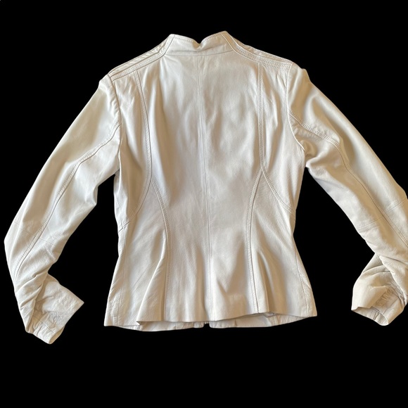 Danier Cream Leather Moto Jacket - small - Picture 3 of 10